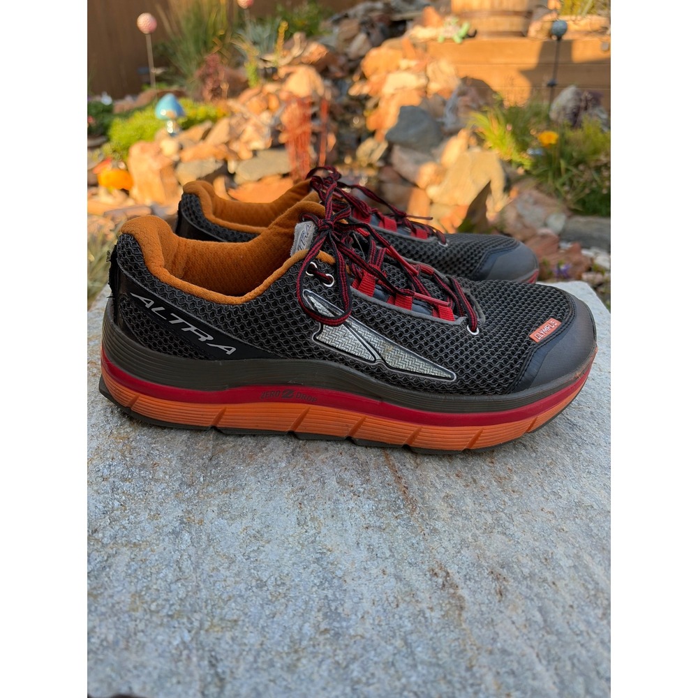 Altra Olympus Trail Running Shoes Mens 11 Charcoal Red Orange A1355-1 Zero Drop